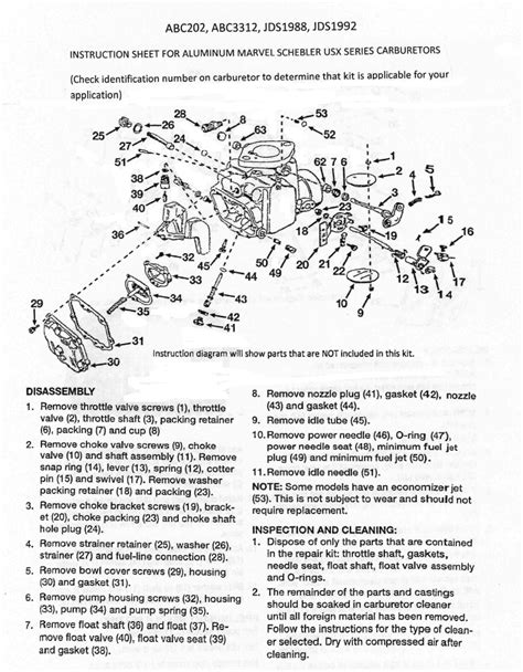 abc economy carburetor kit  marvel schebler