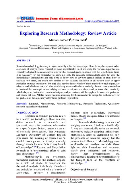 exploring research methodology review article international