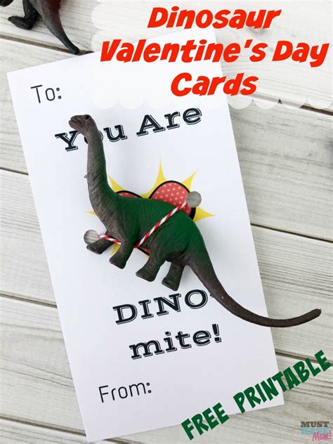 dinosaur  printable kids valentine cards   mom