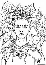 Frida Pages Kahlo Autorretrato Espinas Collar Colorare Thorns Pintar Obras Quadros Retratos Disegno Supercoloring Portraits Spine Autoritratto Desde Freda Acessar sketch template