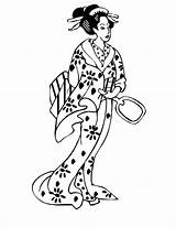 Geisha Japan Coloring Princess People Netart sketch template