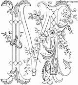 Coloring Pages Letters Monograms Letter Embroidery Flower Magic Monogram Alphabet Hand Fancy Flowered Decorated Adult Calligraphy Colouring Embroidered Mary Lettere sketch template