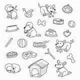 Toys Cartoon Dogs Vector Dog Coloring Pages Playing Actions Elem Drawn Lovely Hand Cute Style Premium sketch template