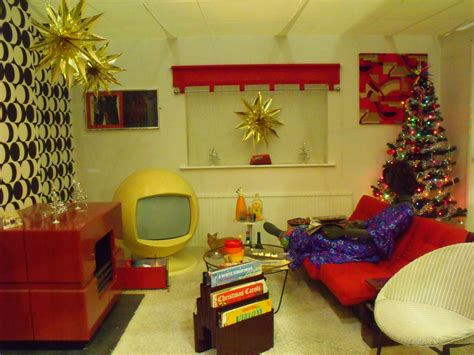 typical  living room  christmas time  mix  styles space age