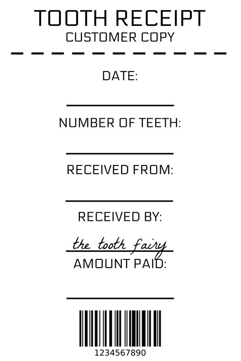 tooth fairy receipt printable
