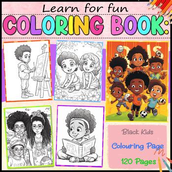 black kids colouring page  learn  funn tpt