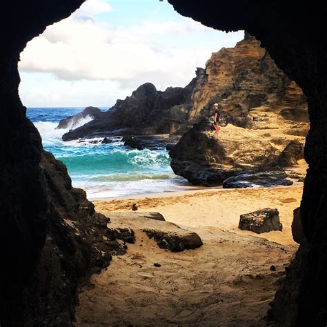 exploring  cave  hidden beach  oahu rtravel