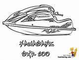 Jet Ski Boat Coloring Kawasaki Color Pages Printables Sxr Paper Yescoloring Boats Coolest sketch template