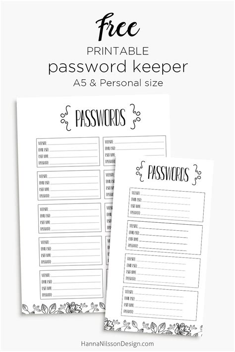 password keeper  planner printable hanna nilsson design