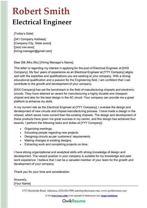 glory info  engineer cover letter template resume format