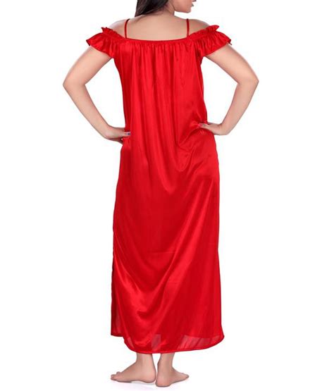 Buy Lucy Secret Red Satin Nighty And Night Gowns Pack Of 2 Online At Best