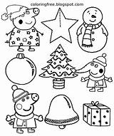 Pig Coloring Peppa Christmas Pages Activities Star Printable Drawing Xmas Kids Winter Tree Santa Easy Color Early Hat Years Bell sketch template
