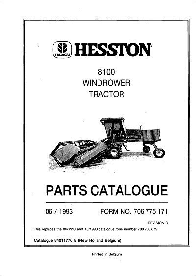 hesston  parts manual  windrower tractor service agri parts manuals  catalogs