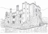 Castle Coloring Pages Adults Castles Architecture Realistic Adult Old Buildings Books Color Printable Fantasy Princess Drawings Disney Print Drawing Kent sketch template