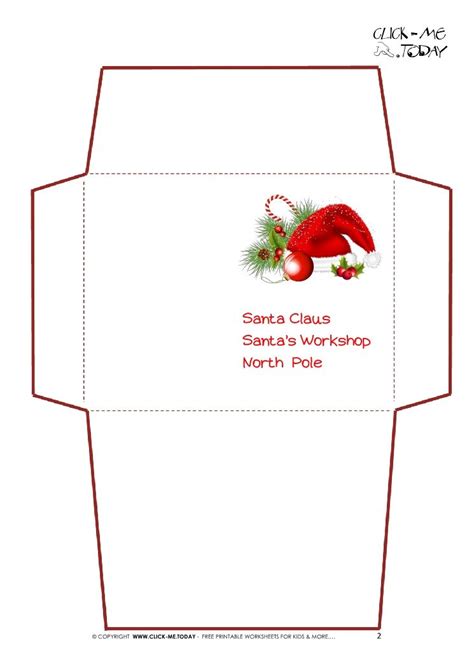 printable letter  santa claus envelope template santa hat
