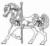Horse Carousel Coloring Pages Carnival Horses Rearing Animals Adults Color Printable Tocolor Penguin Colouring Print Place Getdrawings Charming Getcolorings Adult sketch template
