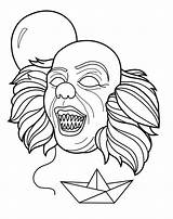 Pennywise Payaso Clown Creepy Xcolorings sketch template