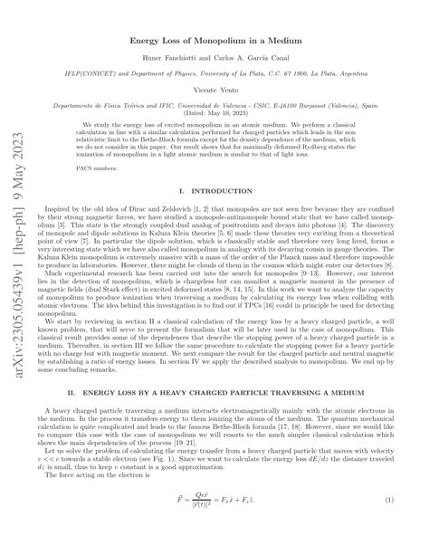 energy loss  monopolium   medium