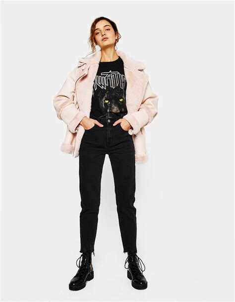 high waist cropped straight leg jeans   cropped jeans fall jeans shearling jacket