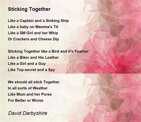 sticking  poem  david darbyshire poem hunter