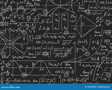 mathematical vector seamless pattern  handwritten math formulas calculations equations