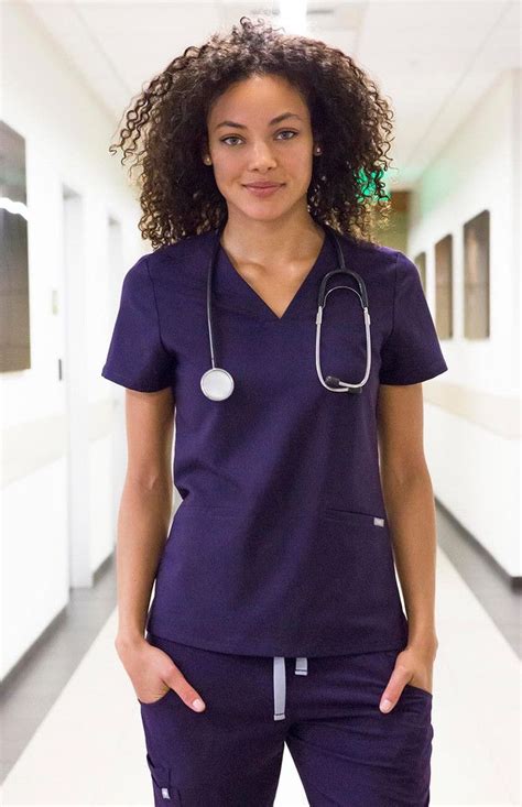 women s casma three pocket scrub top purple nurse outfit scrubs