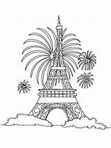 Eiffel Coloriage Torre Fete Nationale Turnul Feu Colorier Colorat Artifice Nouvel Bricolage Tableau Imprimé sketch template