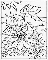 Coloring Cartoon Pages Network Jerry Tom Colouring Color Printable Characters Clarence Bee Kids Flower Print Cartoons Garden Watching Catoon Sheet sketch template