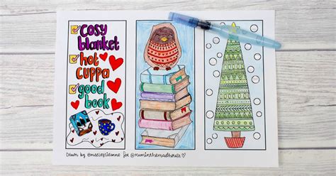 winter colouring bookmarks mum   madhouse