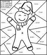 Math Color Number Gingerbread Worksheets Kids Christmas Addition Myweblets Add sketch template