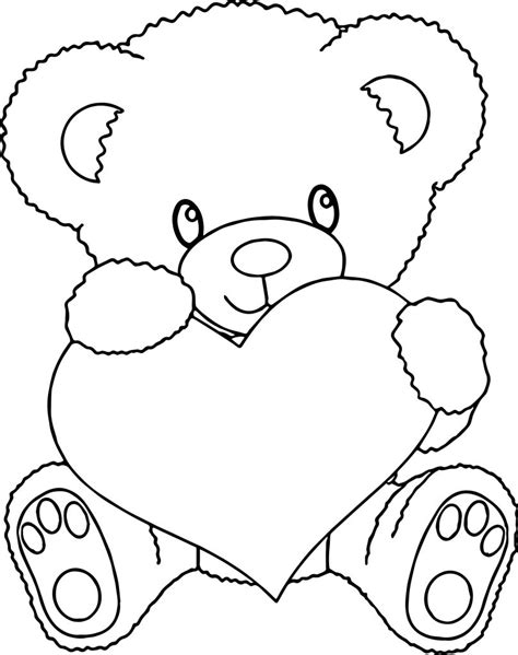 bear holding heart coloring page wecoloringpagecom