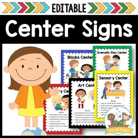 editable center signs  preschool  pre  pre  pages