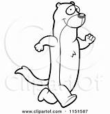 Upright Weasel Running Clipart Cartoon Thoman Cory Outlined Coloring Vector sketch template