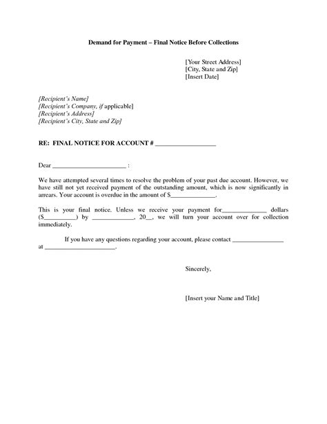 final notice collection letter  letter   final notice