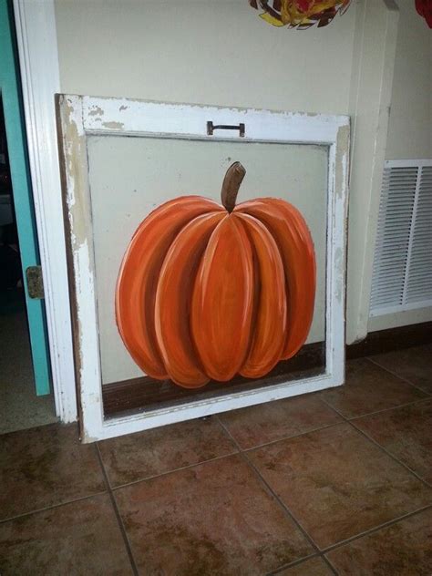 pumpkin painted  acrylics  windowpane check  canvasprecisionweeblycom window crafts