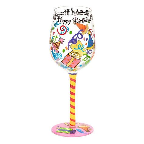 Top Shelf Happy Birthday Wine Glass Hand Painted Wine Glasses Wine