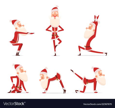 santa yoga poses christmas winter holiday sport vector image