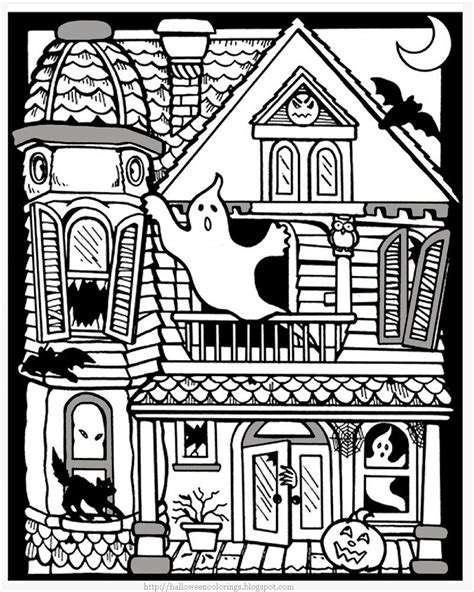 detailed halloween coloring page adults halloween image  color