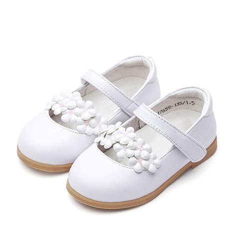 wholesale leather white flat casual lovely style  flower kids