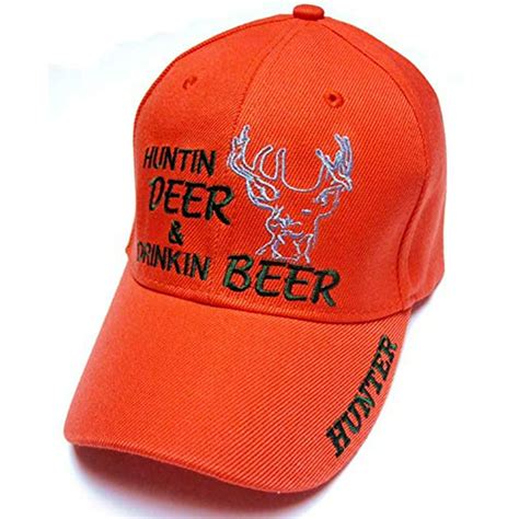 Tfa Hunting Deer And Drinking Beer Full Blaze Orange Hat Cap Hunter