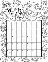 Calendar Coloring June Kids Printable Pages Woojr Month Monthly Planner Print Blank 2021 Cute Calender sketch template