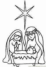 Coloring Christmas Printable Pages Nativity sketch template