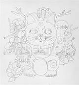 Cat Lucky Coloring sketch template