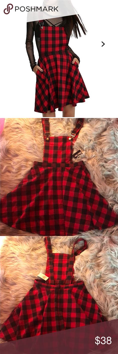 hot topic plaid overall dress w pockets overall dress