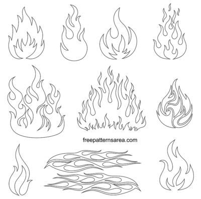 fire flame shapes stencil vector drawings freepatternsarea