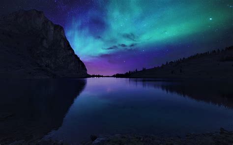 aurora borealis northern lights  mountain lake wallpaper hd nature  wallpapers images
