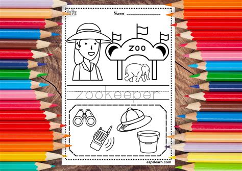 zookeeper coloring  trace  word page jobs topic  kids
