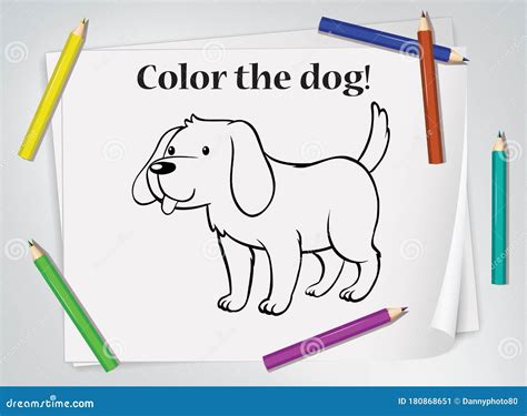 children dog coloring worksheet stock vector illustration  fauna