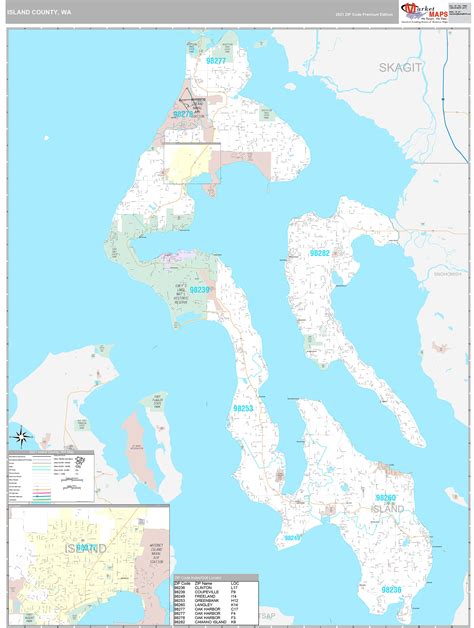 island county wa wall map premium style  marketmaps