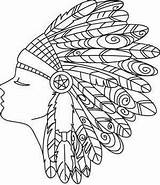 Coloring Indian Headdress Pages Feather American Native Drawing Embroidery Adults Designs Simple Mandala Printable Sheets Outline Indianer Urbanthreads Head Tattoo sketch template